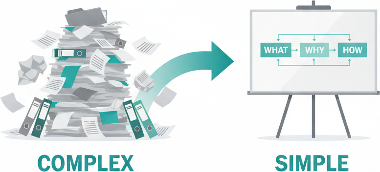 From complex over-specification to simple specs focused on what, why, and how